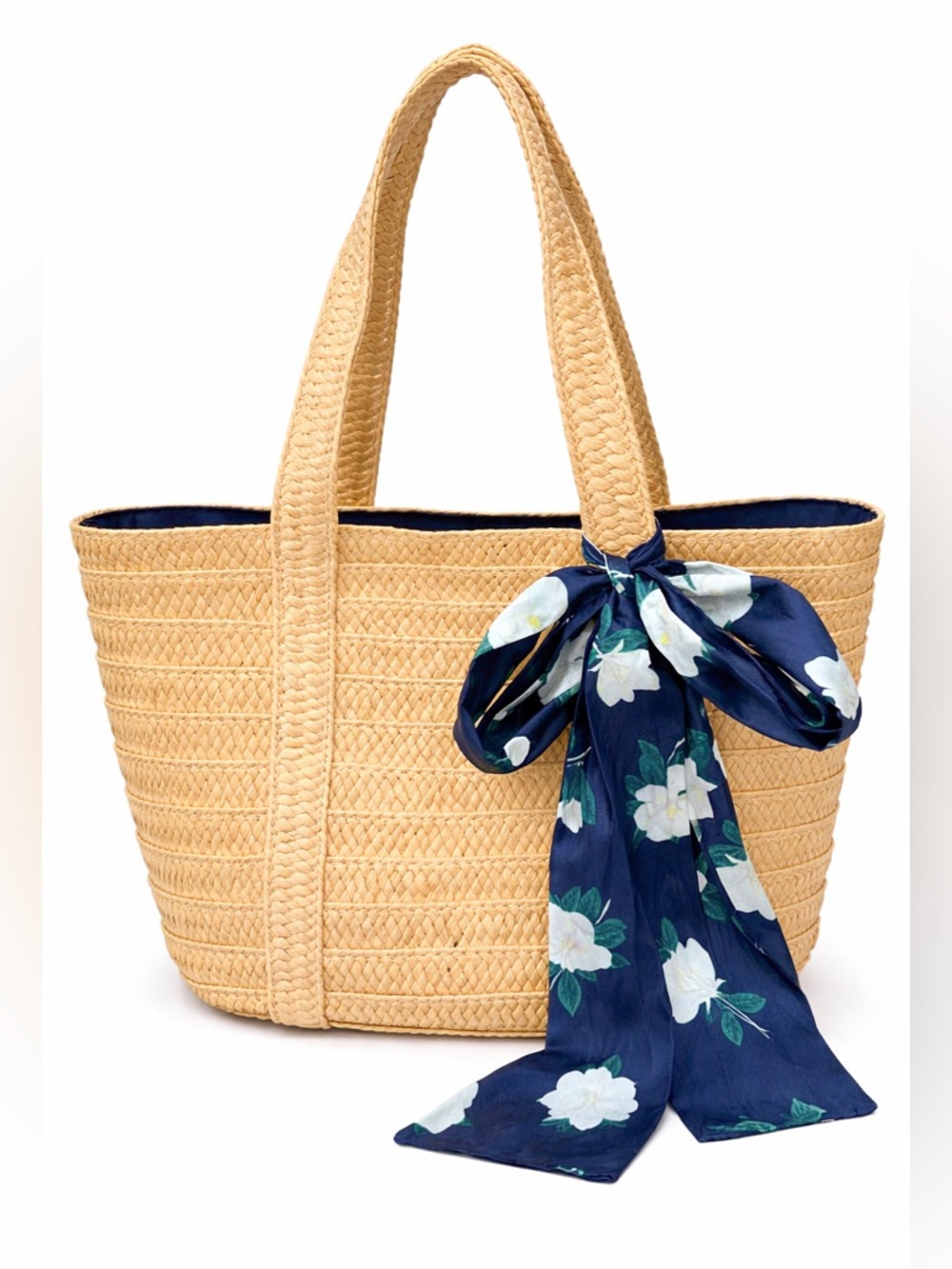 Draper James Straw Tote Floral Scarf Coastal Cottagecore Beach Bag